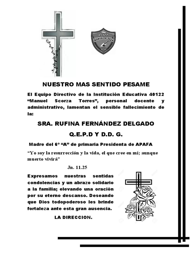 Nuestro Mas Sentido Pesame | PDF