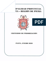 Criterios de Priorizacion - Provincia Paita