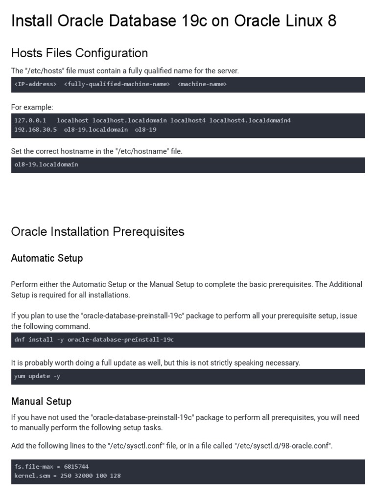 Install Oracle Database 19c On Oracle Linux 8 | PDF | Sudo | Command Line  Interface