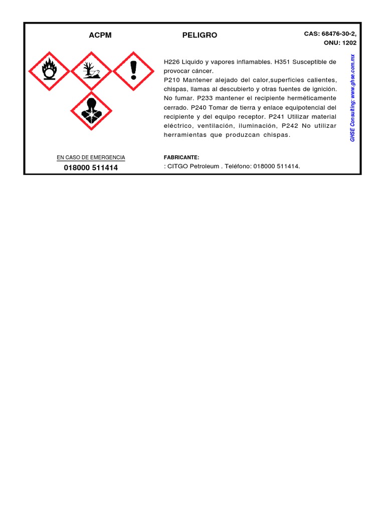 Rotulación y Seguridad del ACPM | PDF