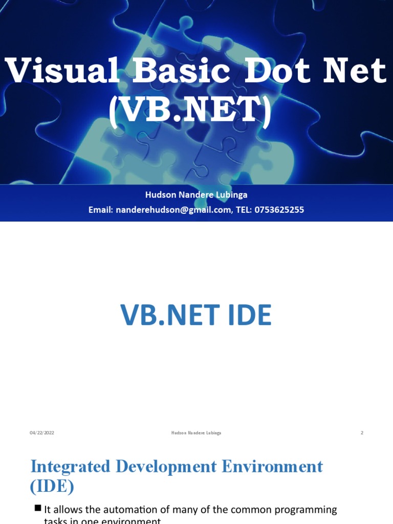 Lecture 2 - VB - NET IDE | Download Free PDF | Visual Basic .Net ...