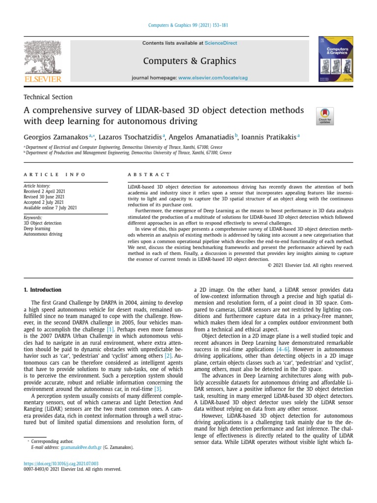 A Comprehensive Survey of LIDAR-based 3D Object Detection Methods | PDF ...
