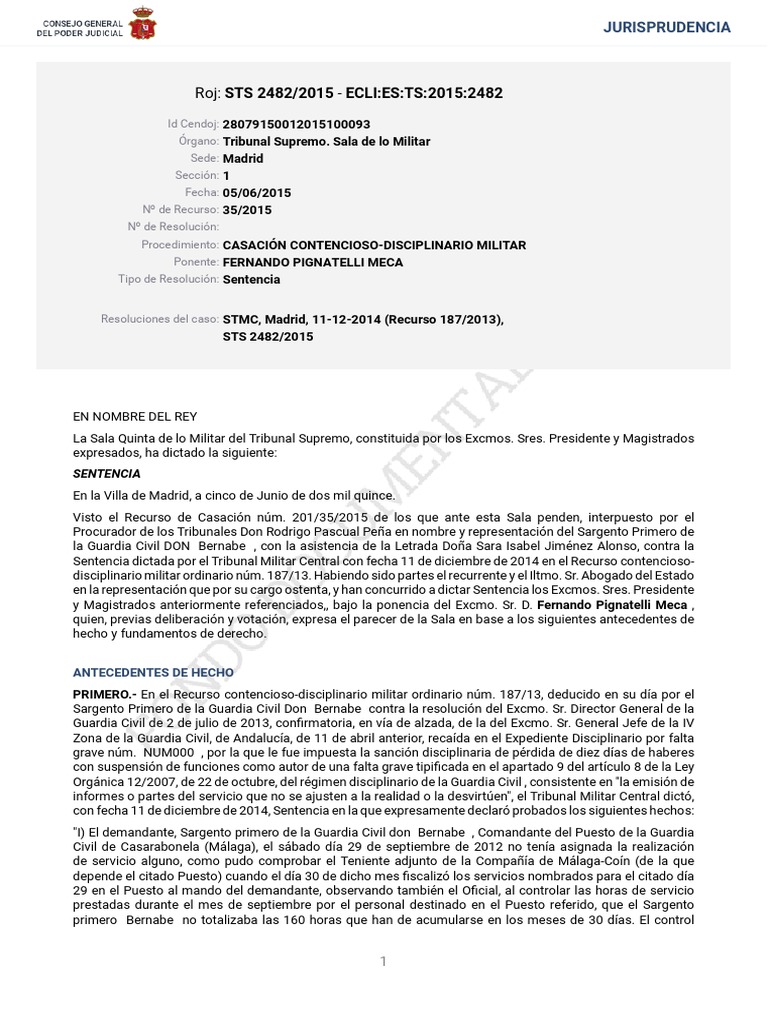 STS 2482 2015 | PDF | Caso de ley | Sentencia (ley)