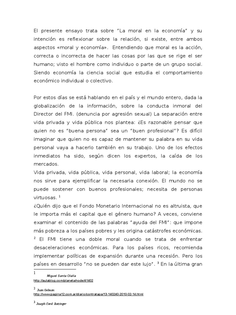 La Moral en La Economia PDF Fondo Internacional Moralidad
