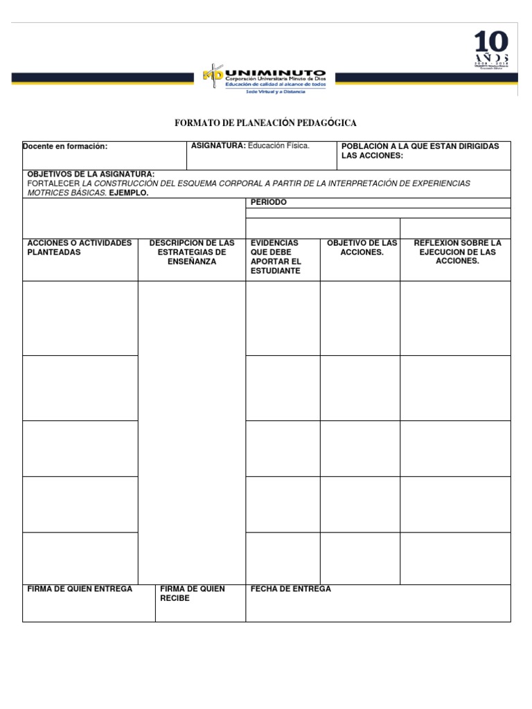 Formato de Planeación | PDF | Crecimiento personal y profesional ...