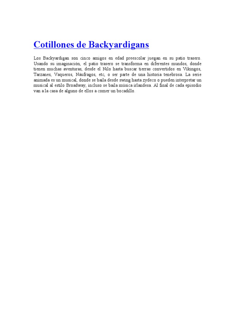 Cotillones de Backyardigans | PDF | Entretenimiento (general)
