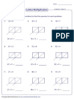 Lattice Multiplication: Use Lattice Multiplication Method To Find The Product in Each Problem. 32 × 6 45 × 2 18 × 7