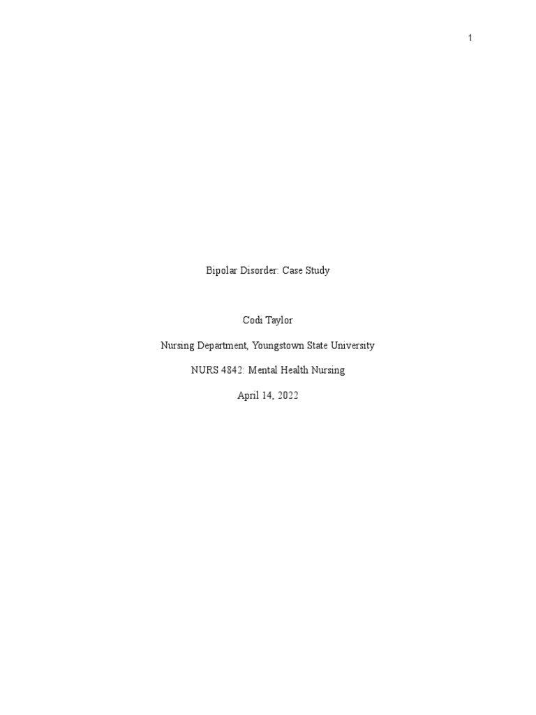 Case Study | PDF | Bipolar Disorder | Mania