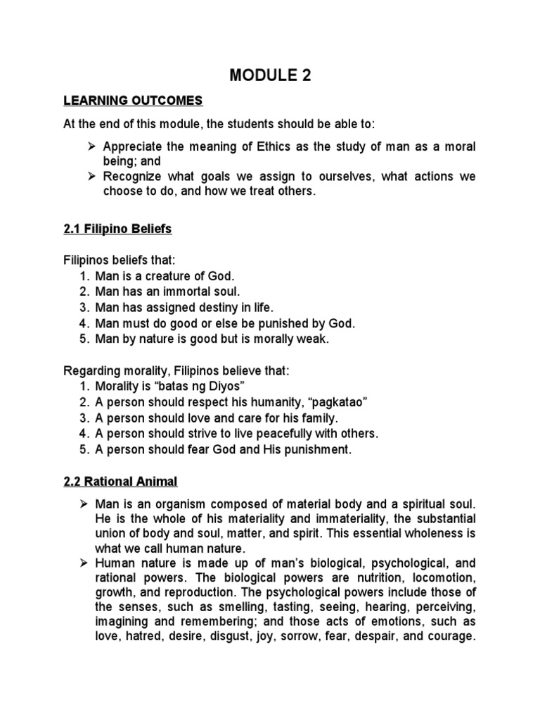 Module 2 Ethics Notes PDF Soul Morality