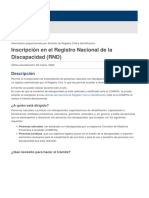 Inscripción en El Registro Nacional de La Discapacidad (RND)