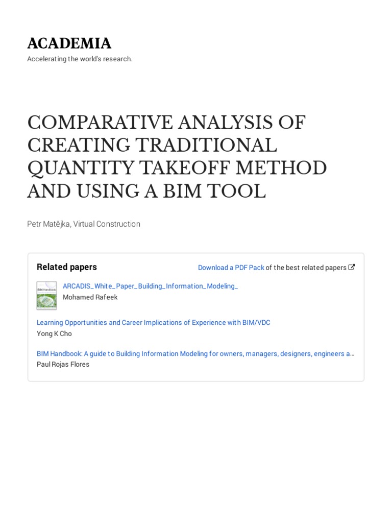 BIM vs Traditional Quantity Takeoff Analysis | PDF | Building ...