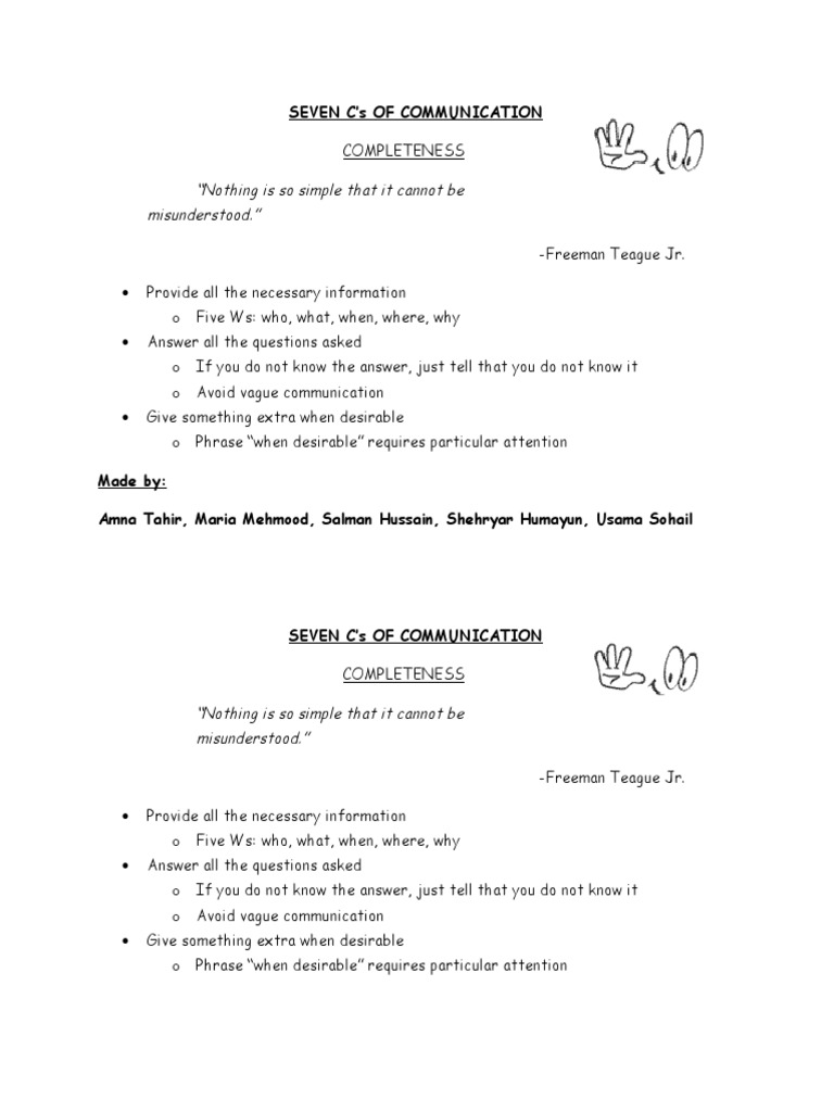 SEVEN C Handout | PDF