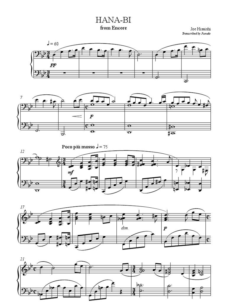 08 - Hana-Bi | PDF | Classical Music | Notation
