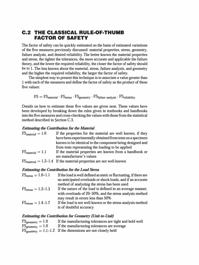 Estimating Factor of Safety Values | PDF | Reliability Engineering ...