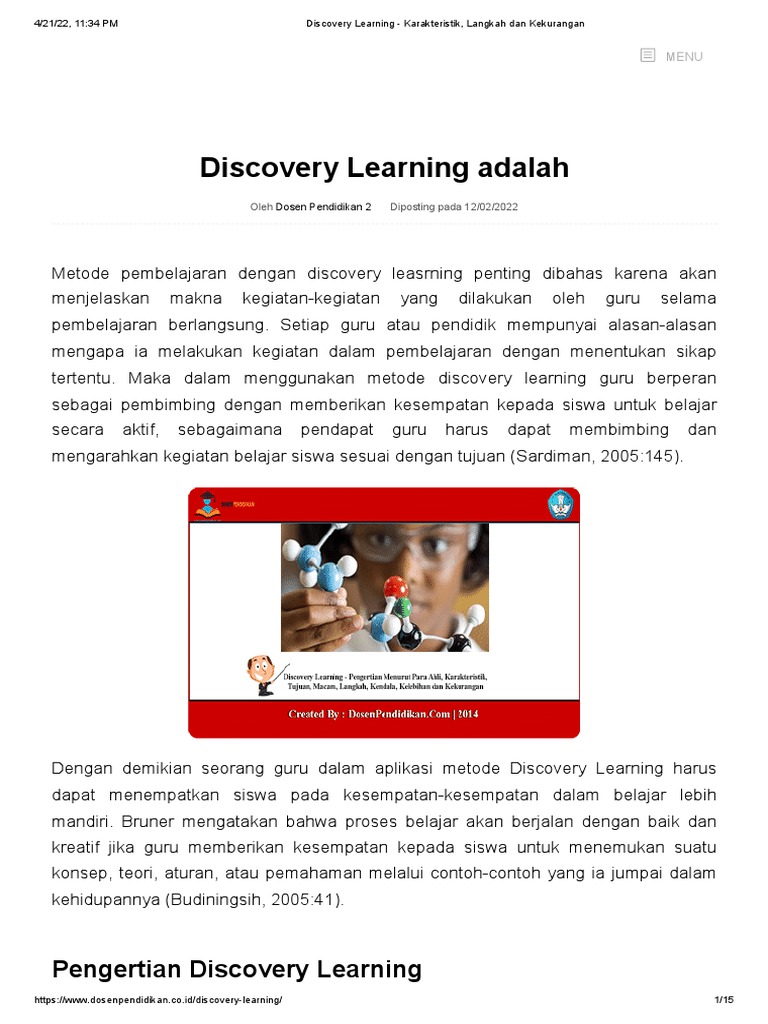 Discovery Learning Karakteristik Langkah Dan Kekurangan Pdf