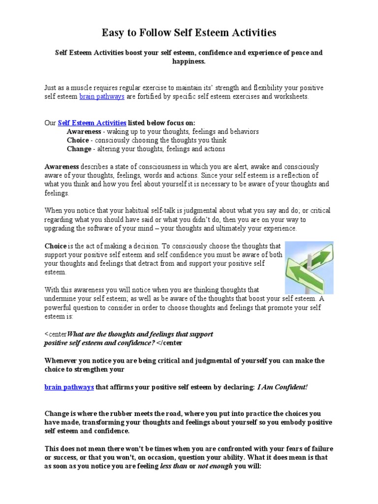 Self-Esteem Activities for Adults | PDF | Thought | Self Esteem