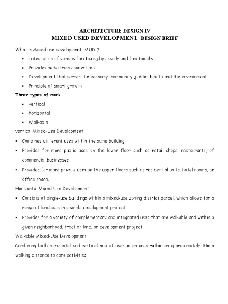 Mixed Used Development: Architecture Design Iv - Design Brief ...