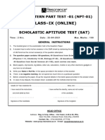 Class-Ix (Online) : Scholastic Aptitude Test (Sat)
