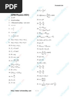 SPM Physics Formula List Not Given