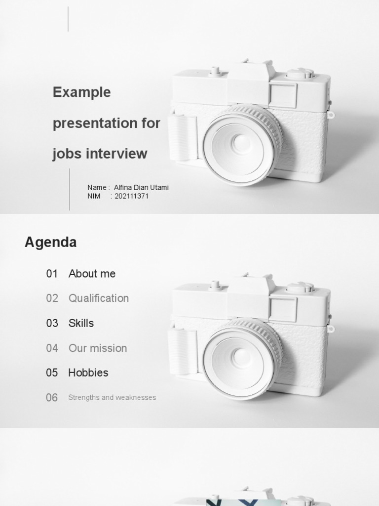 Example Presentation For Jobs Interview: Name: Alfina Dian Utami NIM ...