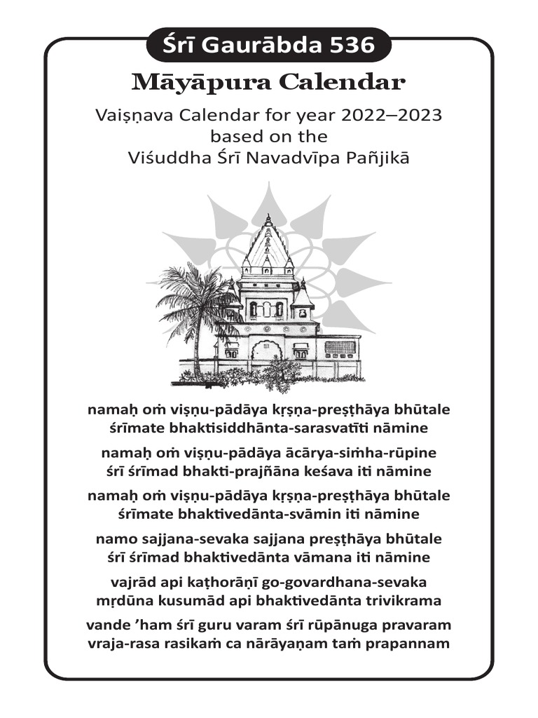 Gaurabda 536 Calendar - 2022-23 | PDF | Foods | Food Ingredients