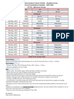 Pakistan International School Jeddah - English Section Final Term Examination Schedule 2021-2022