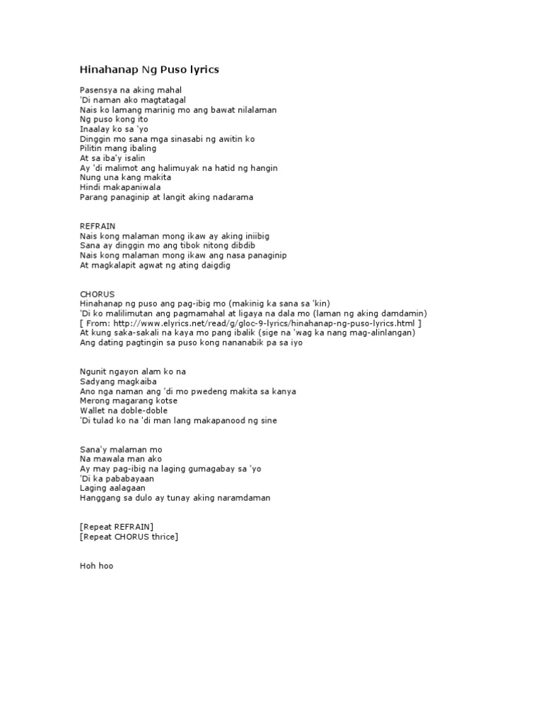 Hinahanap Ng Puso Lyrics Pdf