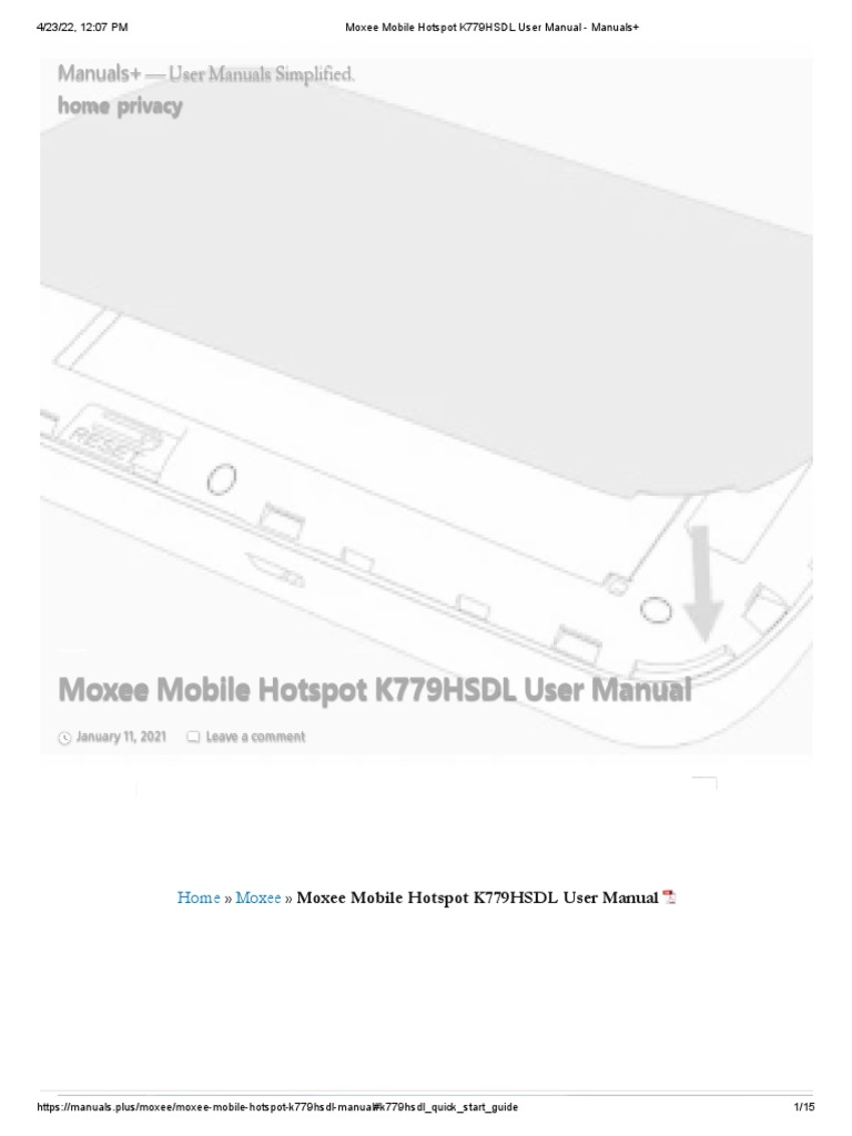 Moxee Mobile Hotspot K779HSDL User Manual Manuals+ PDF Wi Fi Login