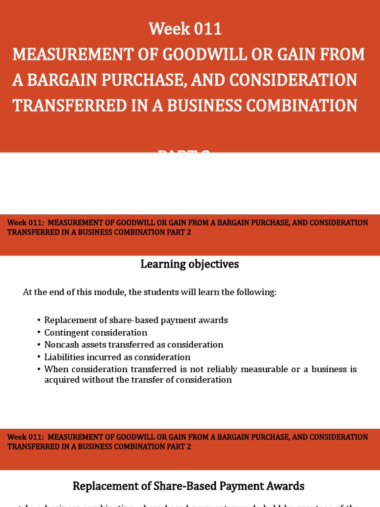 Chapter 9 Measurement of Goodwill or Gain From A Bargain Purchase