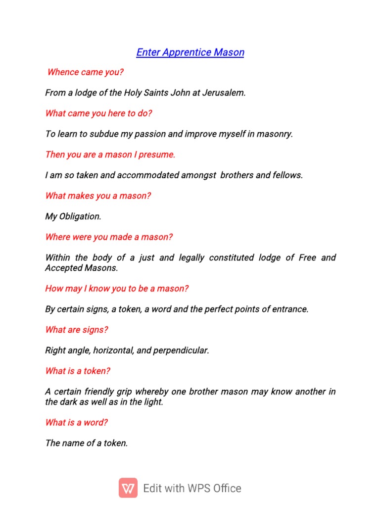 Entered Apprentice Mason Ceremony | PDF