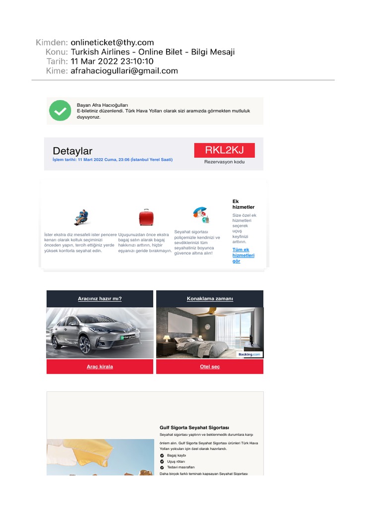 Turkish Airlines Online Bilet Bilgi Mesaji PDF