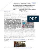 Indagamos Sobre Algunas Formas de Emprendimiento en La Familia O en Nuestra Comunidad Que Fortalezcan La Economía en El Contexto de La Pandemia