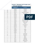 Keyboard Shortcuts - Windows ALT-Codes and Unicode Symbols