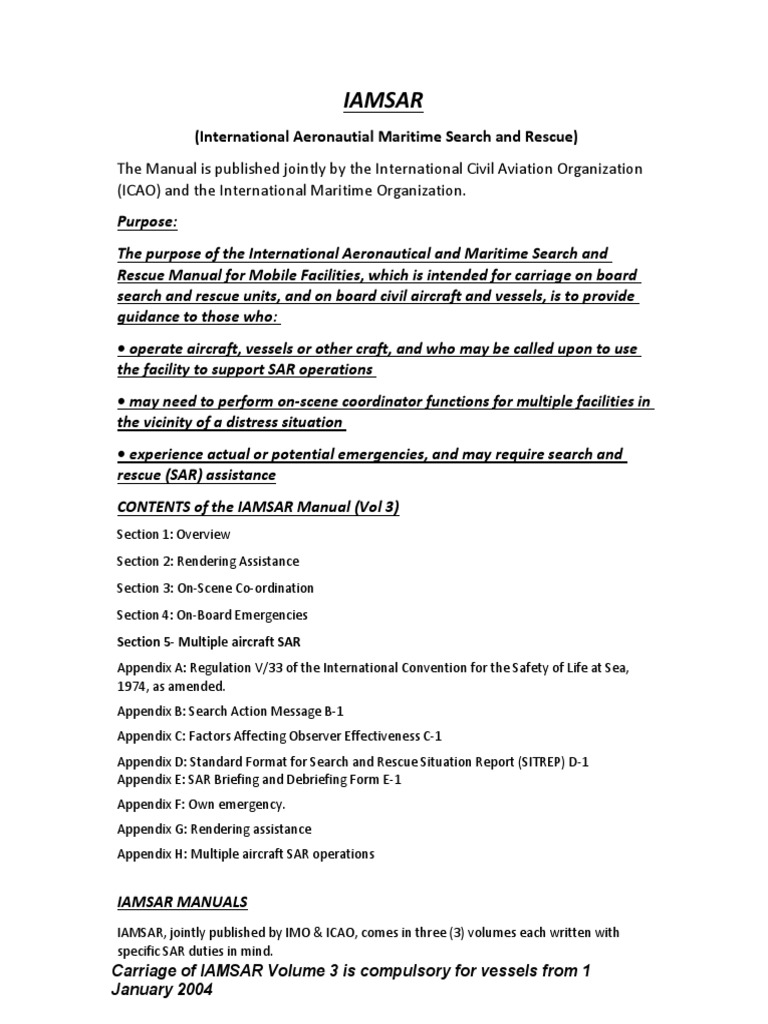 IAMSAR Students Notes | PDF | Search And Rescue