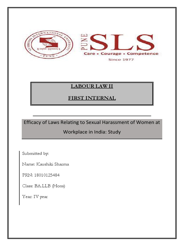 Efficacy of Laws Relating To Sexual Harassment of Women at Workplace in ...