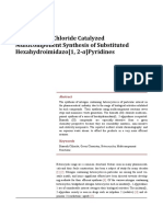 Bismuth (III) Chloride Catalyzed Multicomponent Synthesis of Substituted Hexahydroimidazo[1, 2-A]Pyridines