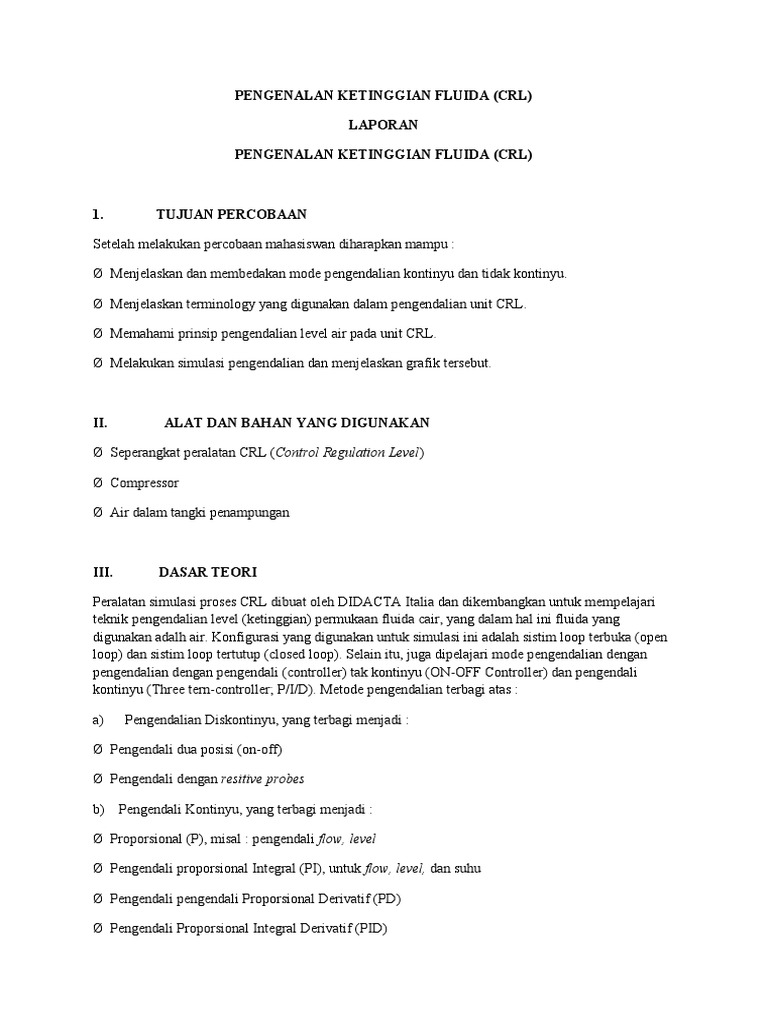 Pengenalan Ketinggian Fluida CRL | PDF