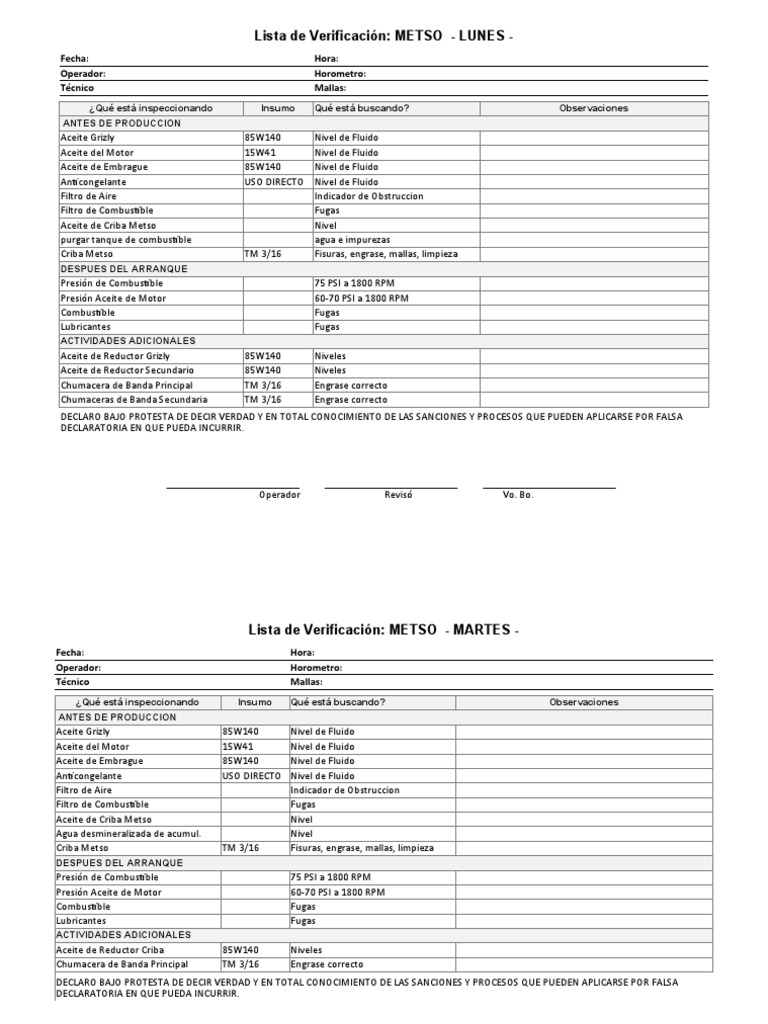Formato Metso | PDF | Aceite de motor | Ciencias fisicas