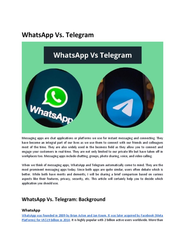WhatsApp vs. Telegram: Key Comparisons | PDF | Instant Messaging |  Multimedia