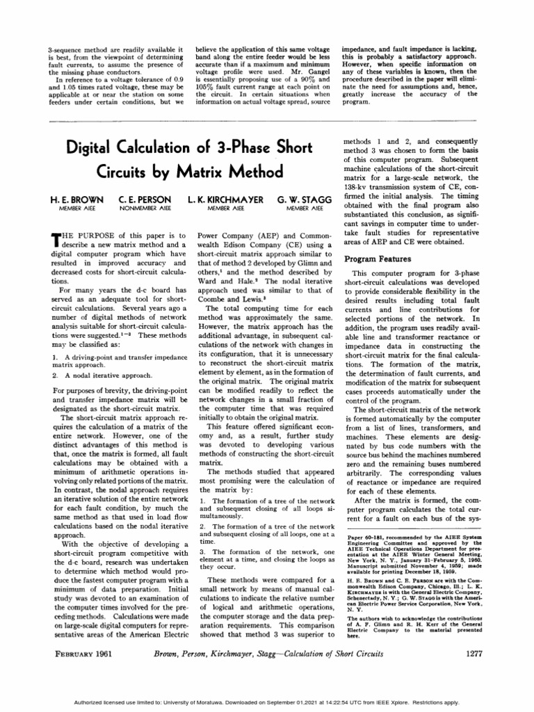 Digital: Calculation of 3-Phase S Circuits by Method | PDF | Matrix ...