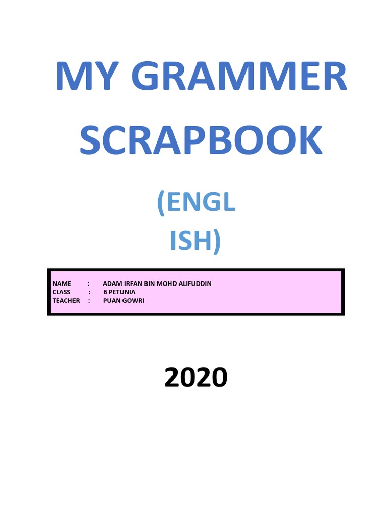 My Grammer Scrapbook PDF Noun Pronoun