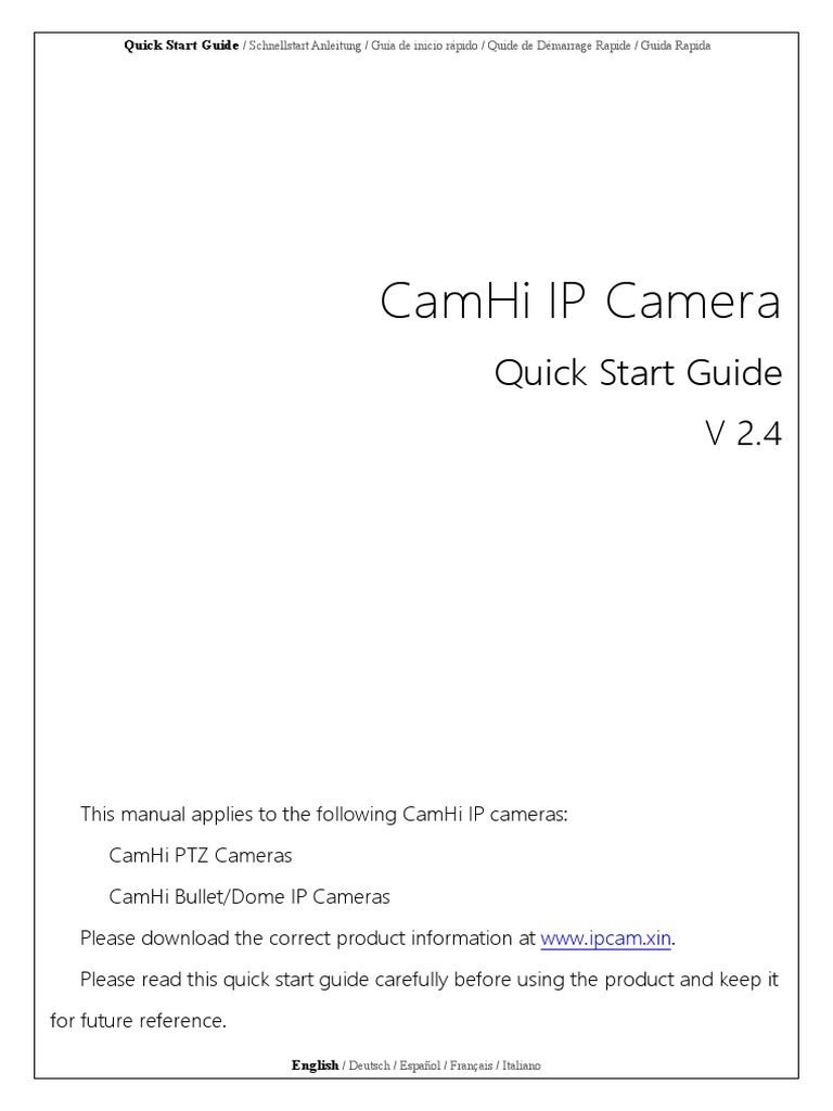 CamHi IP Camera Quick Start Guide | PDF | Computer Network | World Wide Web