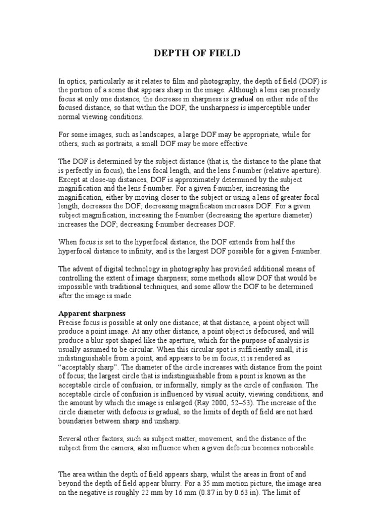 Depth of Field CH 6 | PDF | Camera Lens | Photography Equipment