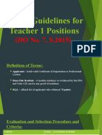 Hiring Guidelines For Teacher 1 Positions