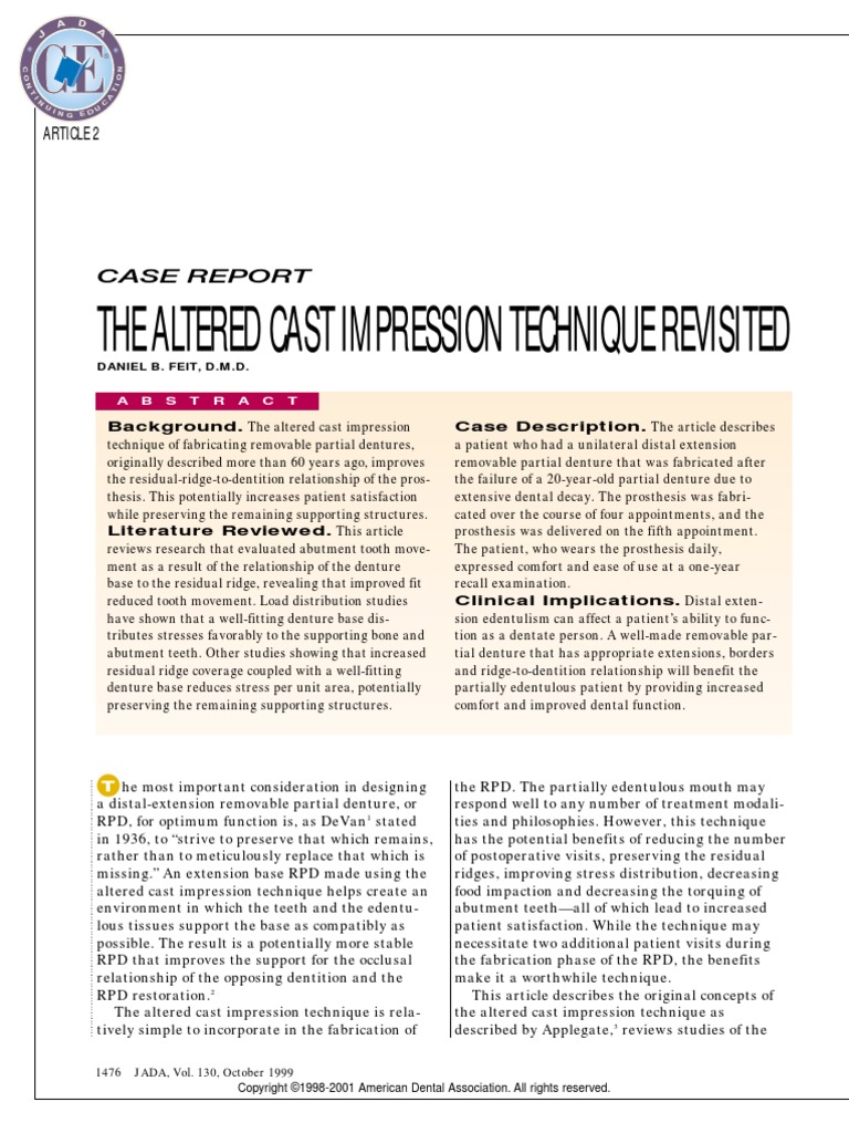 The Altered Cast Impression Technique Revisited: Case Report | PDF ...