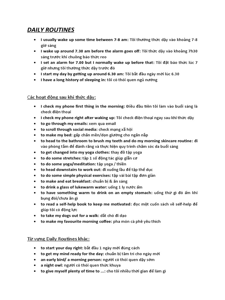 Daily Routines | PDF