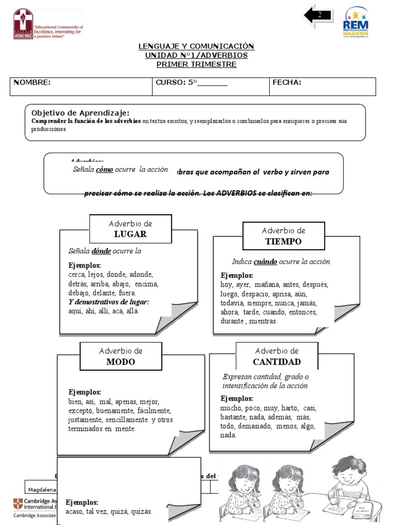 Actividades de Adverbios para Quinto Grado | PDF | Adverbio