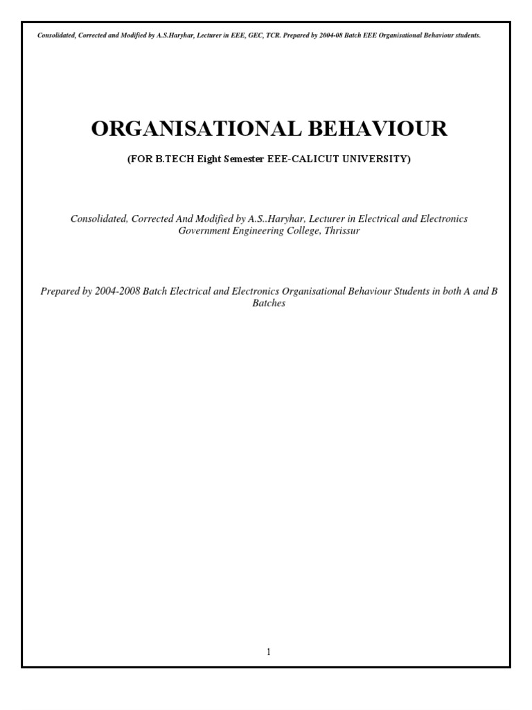 OB Text Book Final PDF | PDF | Personality Psychology | Id