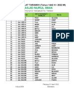 Jadwal Shalat Tarawih