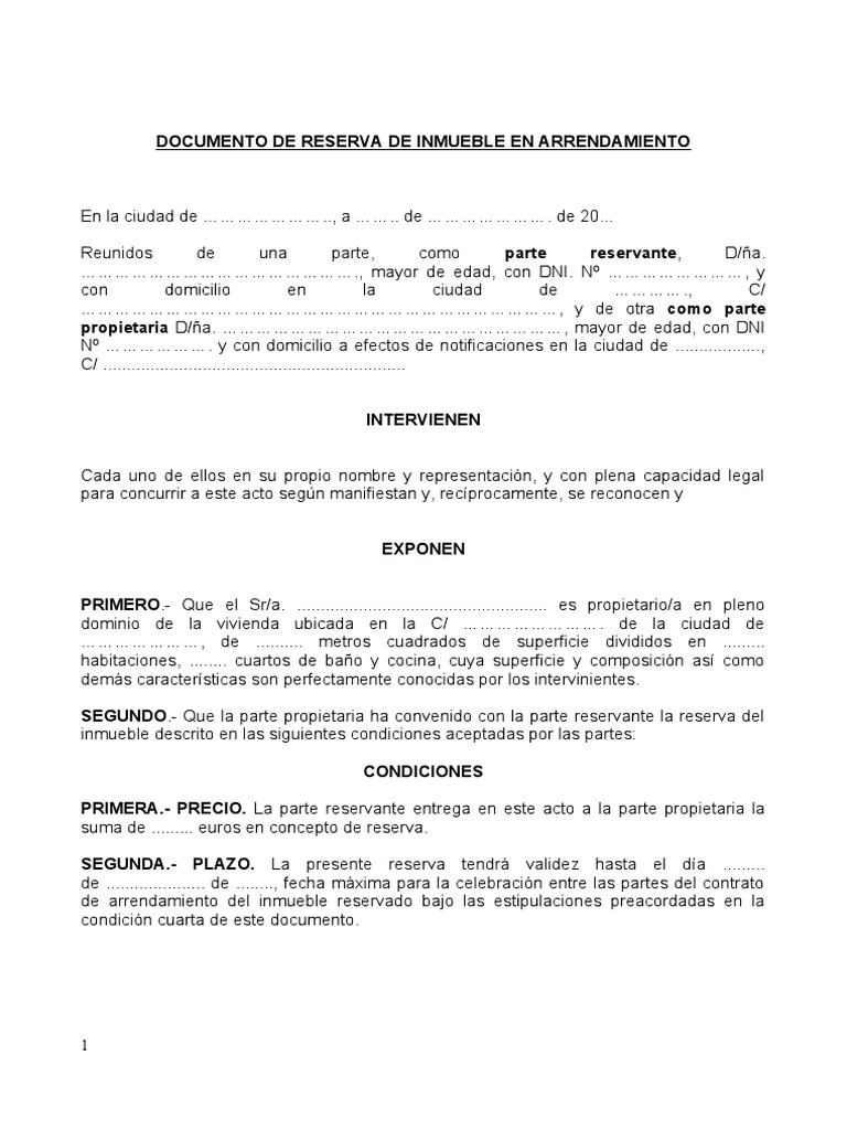 Documento de Reserva de Alquiler de Vivienda | PDF | Justicia | Crimen ...